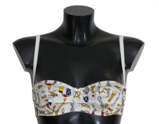 Dolce &amp; Gabbana – Weiße Balconette-Unterhose mit Matrosen-Print