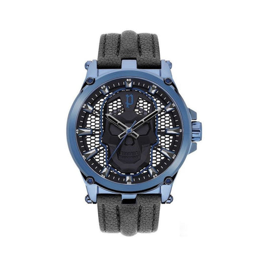 Schwarze Lederuhr von Police