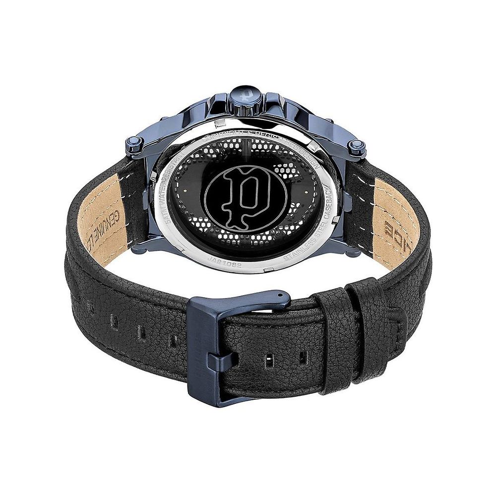Schwarze Lederuhr von Police