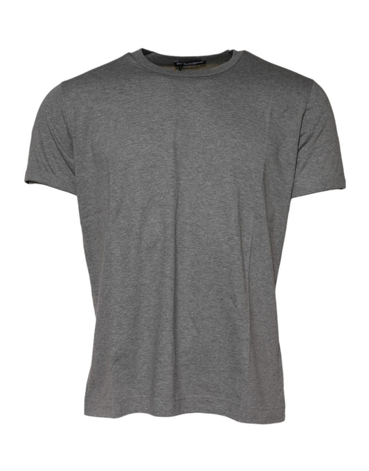 Dolce &amp; Gabbana – Graues T-Shirt aus Baumwolle mit Rundhalsausschnitt und kurzen Ärmeln