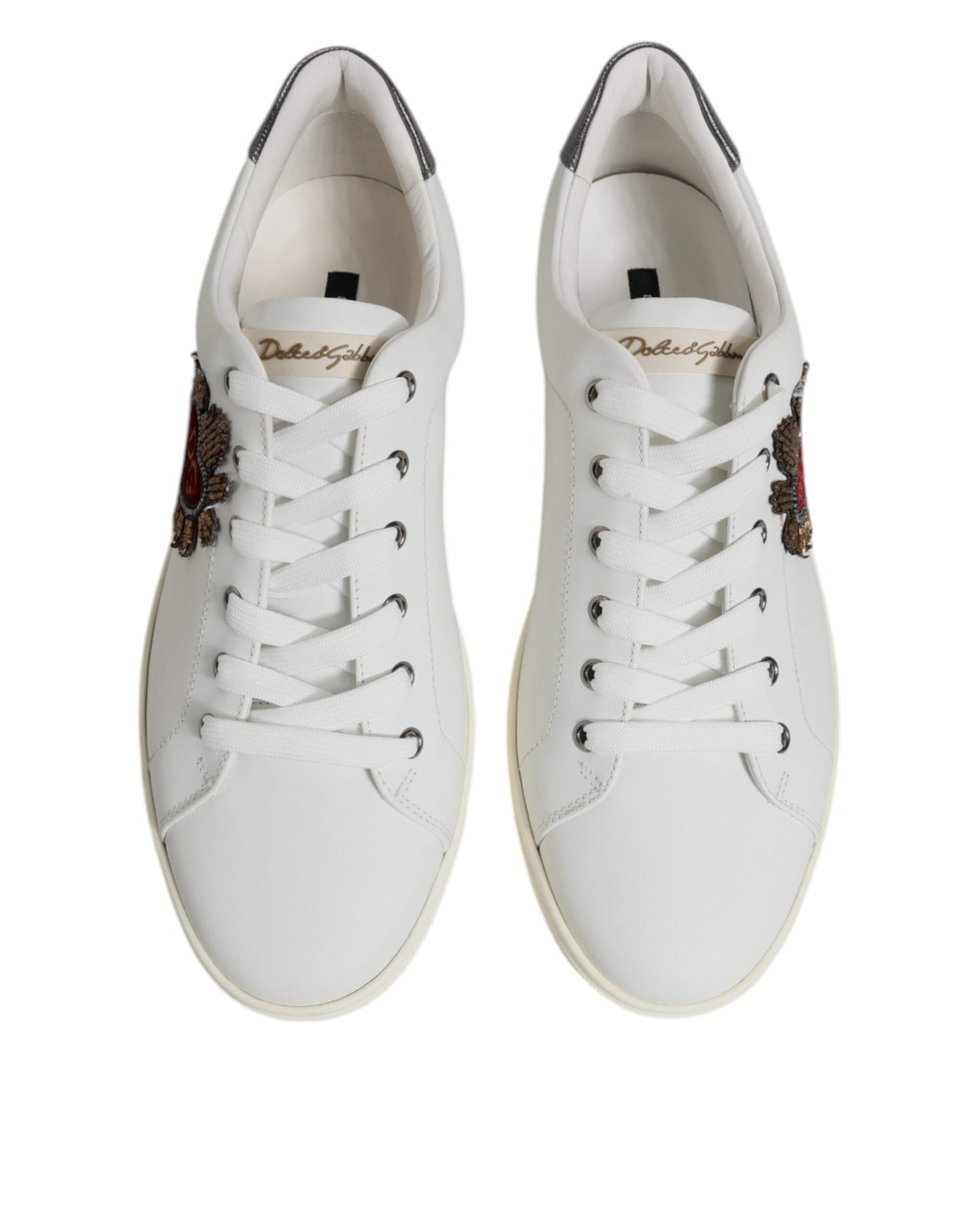 Dolce &amp; Gabbana Weiße Sacred Heart Männer Low Top Sneakers Schuhe