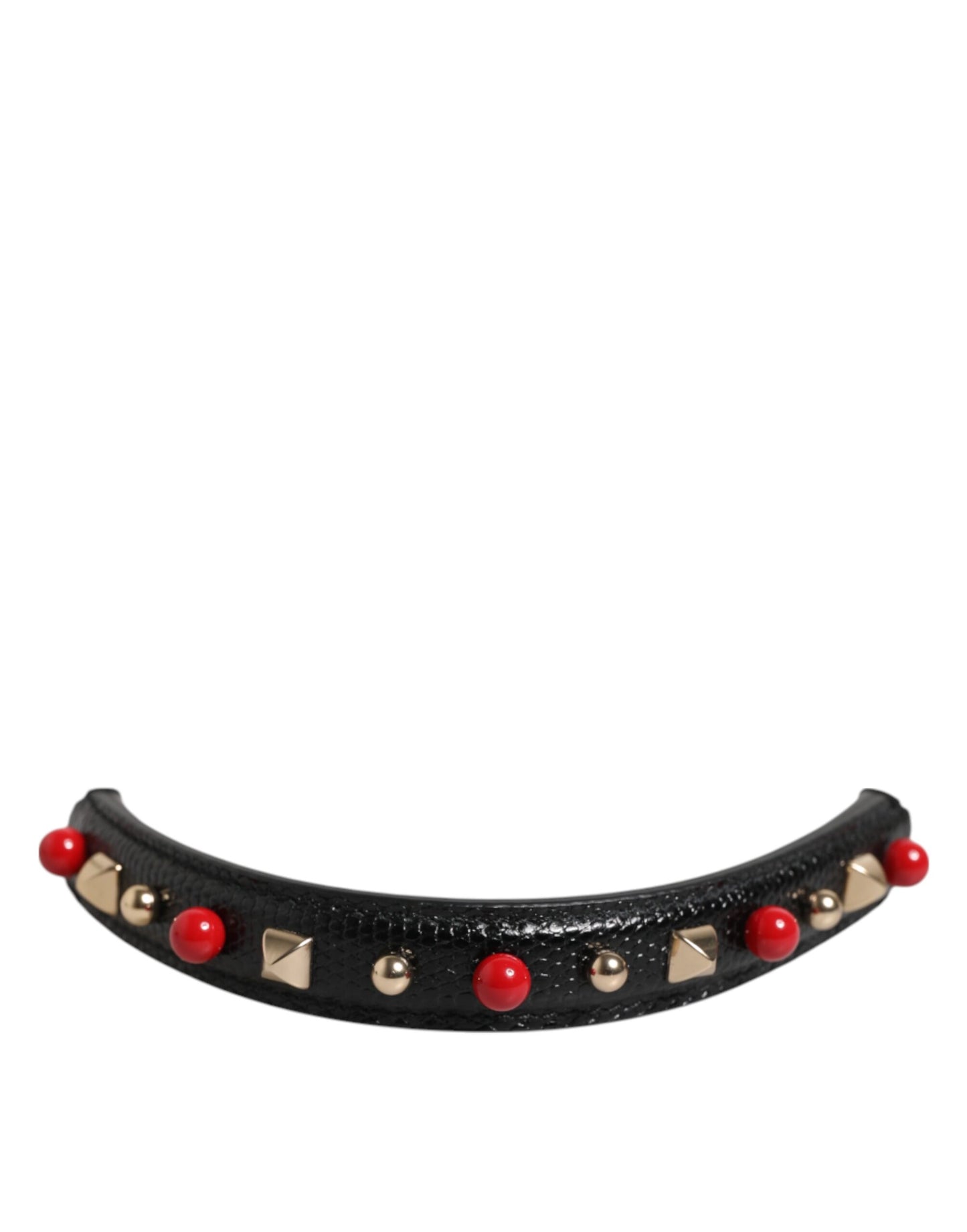 Dolce &amp; Gabbana Schwarz verzierter Ledertaschengriff Damen Schultergurt
