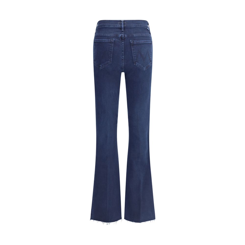 Mother Denim – Weekender – Kurze Schlagjeans mit Fransen