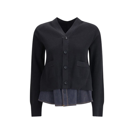 Sacai Cardigan mit Denim-Einsatz