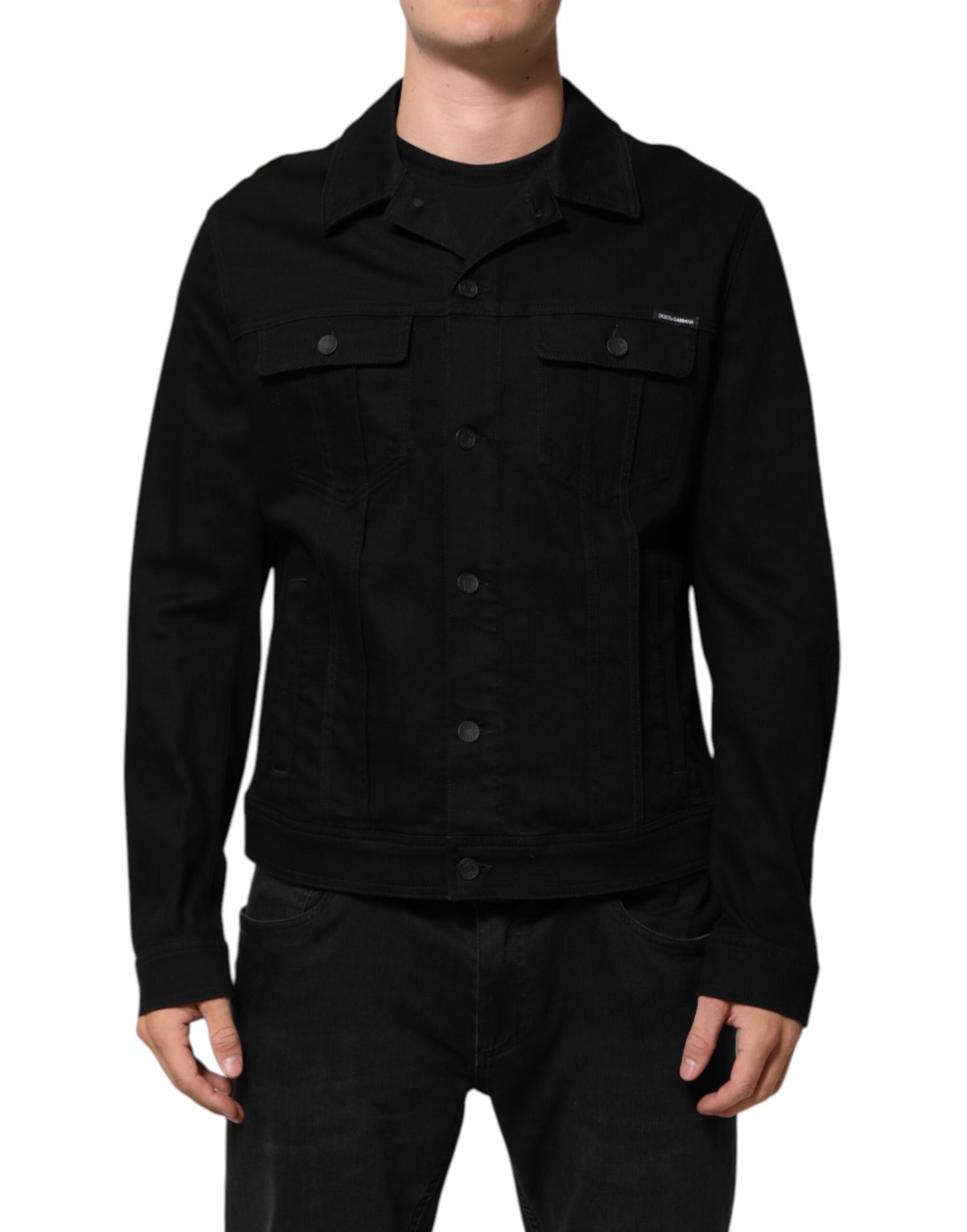 Dolce &amp; Gabbana Schwarze Stretch-Jeansjacke aus Baumwolle