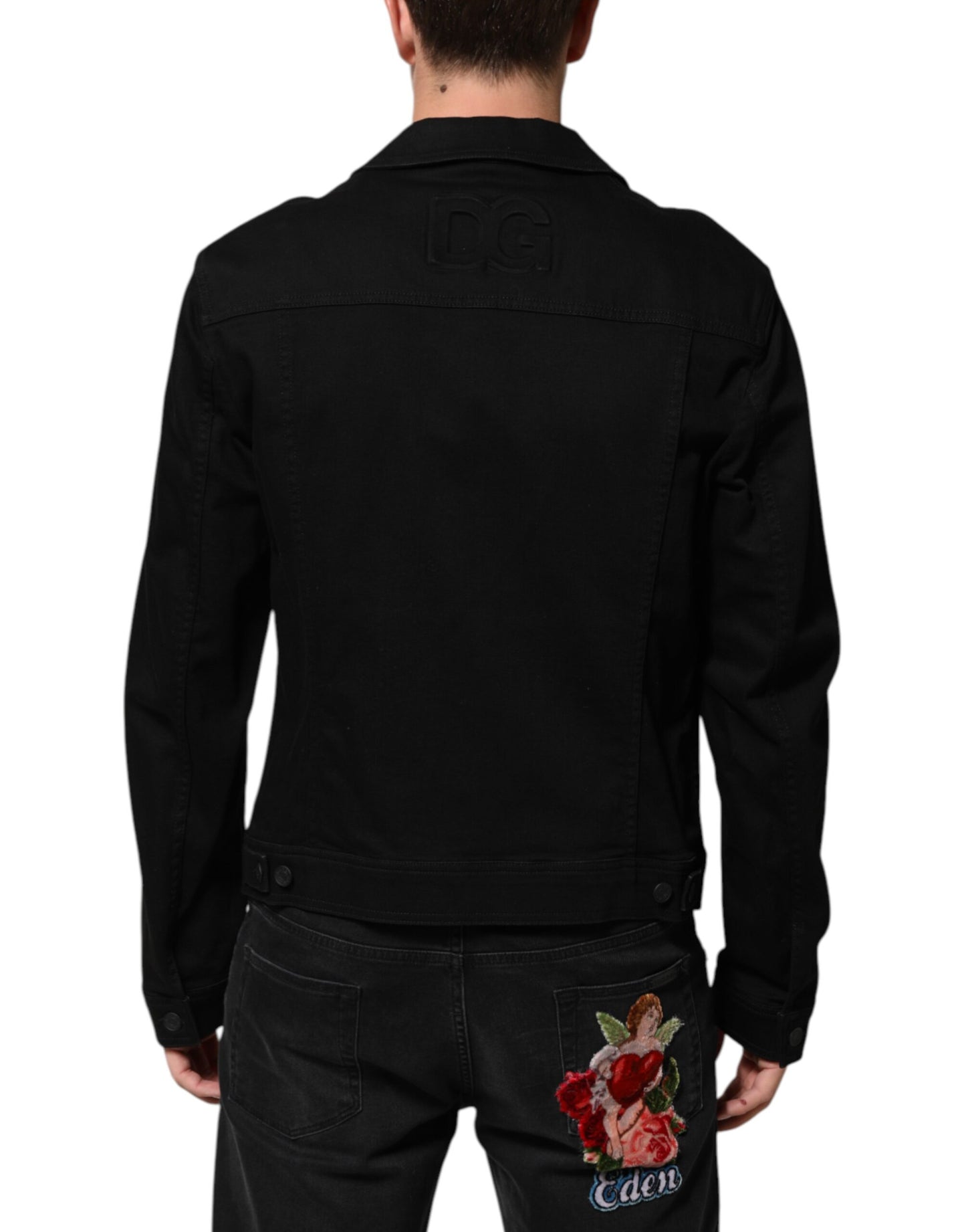 Dolce &amp; Gabbana Schwarze Stretch-Jeansjacke aus Baumwolle