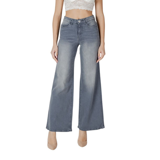 ICHI Gray Cotton Bootcut Jean
