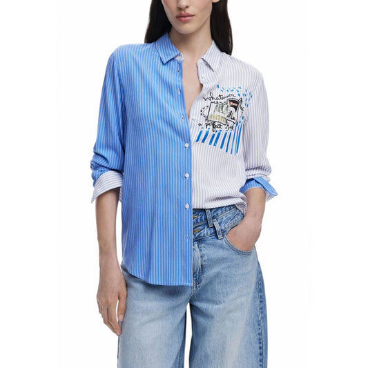 Desigual Light Blue Viscose Shirt