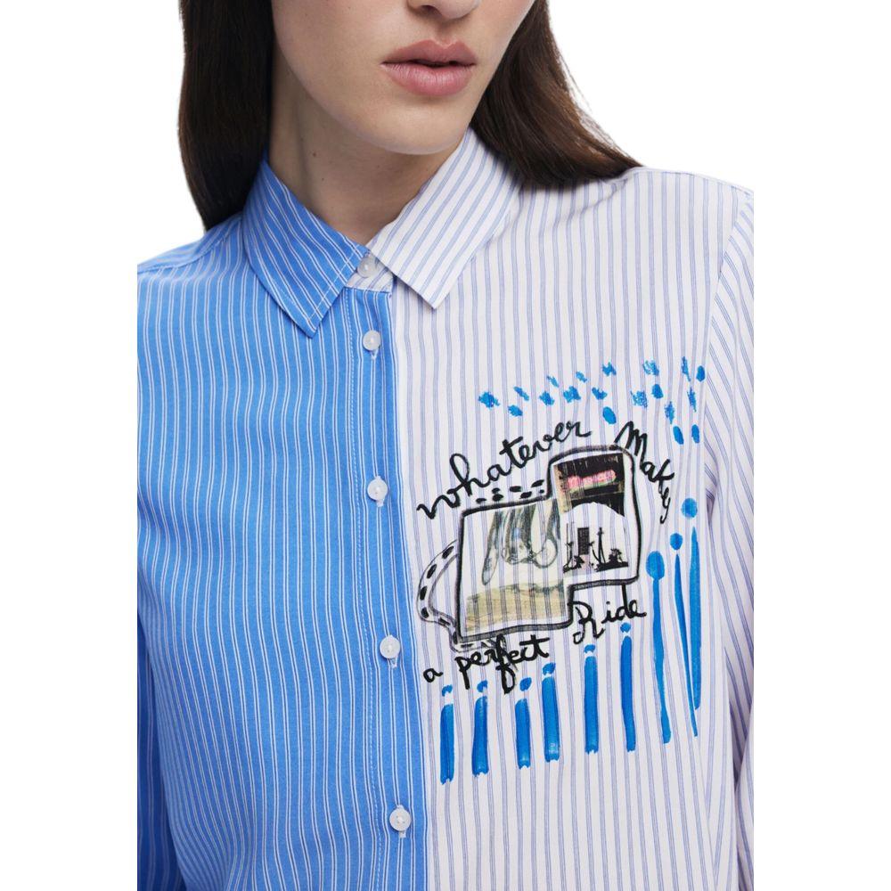 Desigual Light Blue Viscose Shirt