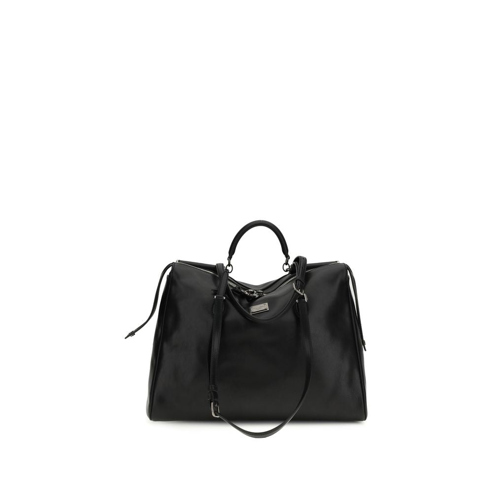 Dolce & Gabbana Black Calf Leather Bos Taurus Handbag