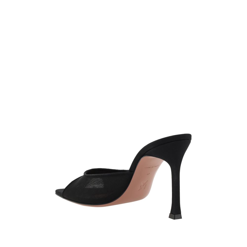 Amina Muaddi Black Fabric Stiletto Heel Sandals