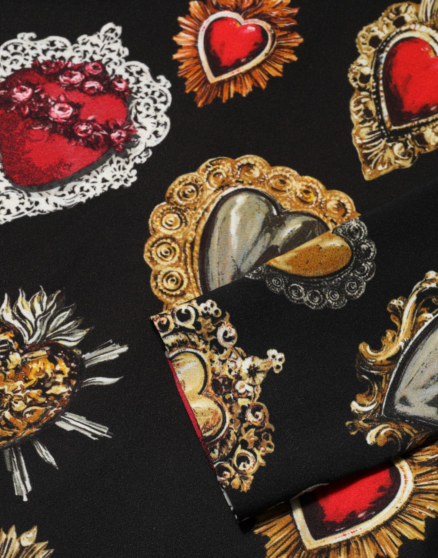 Dolce & Gabbana Black Sacred Heart Print Long Sleeves Top