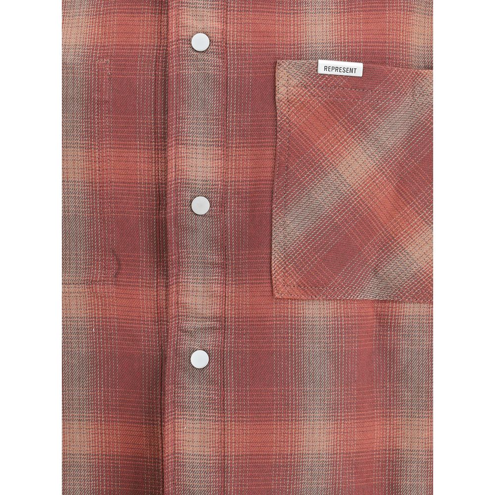 Represent Brown Cotton Pattern Shirt