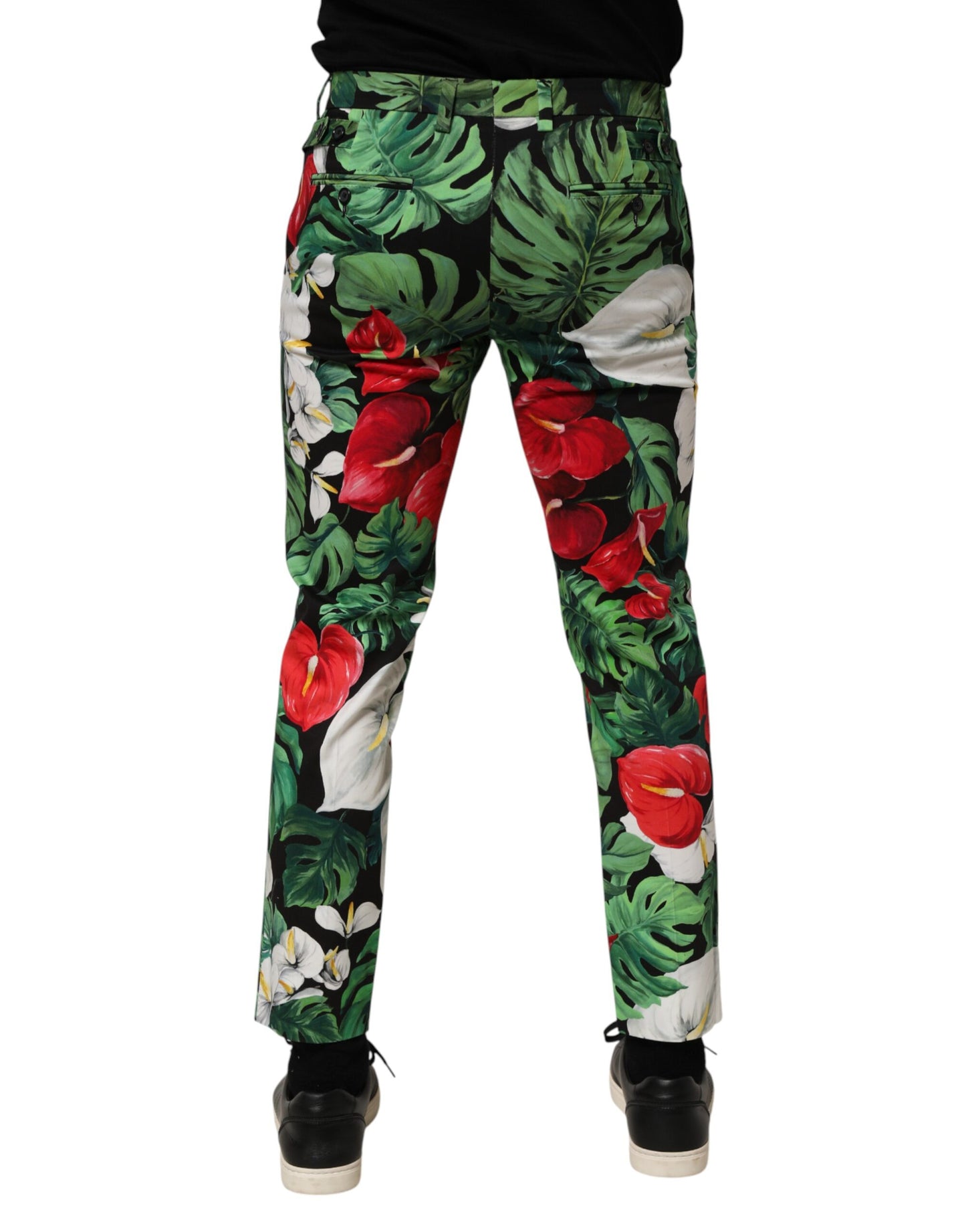 Dolce & Gabbana Multicolor Floral Print Cotton Tapered Pants