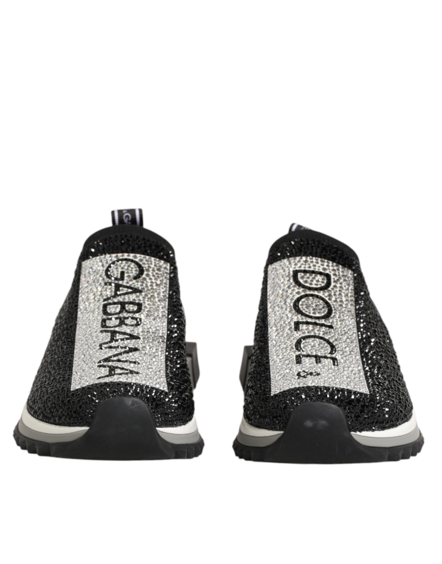 Dolce & Gabbana Black Silver Slip On Sorrento Sneakers Shoes