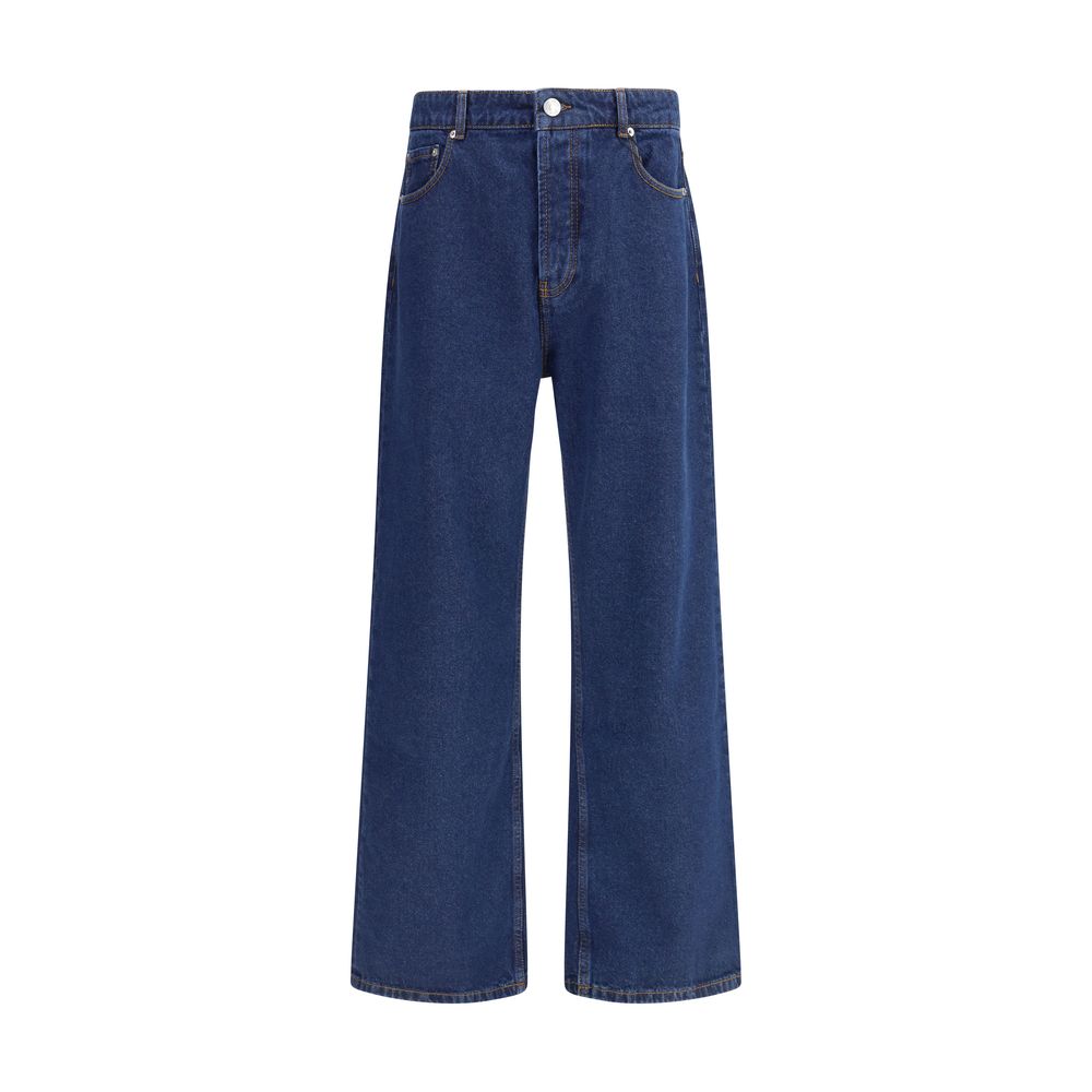 Ami Paris Blue Cotton Straight-Leg Jeans