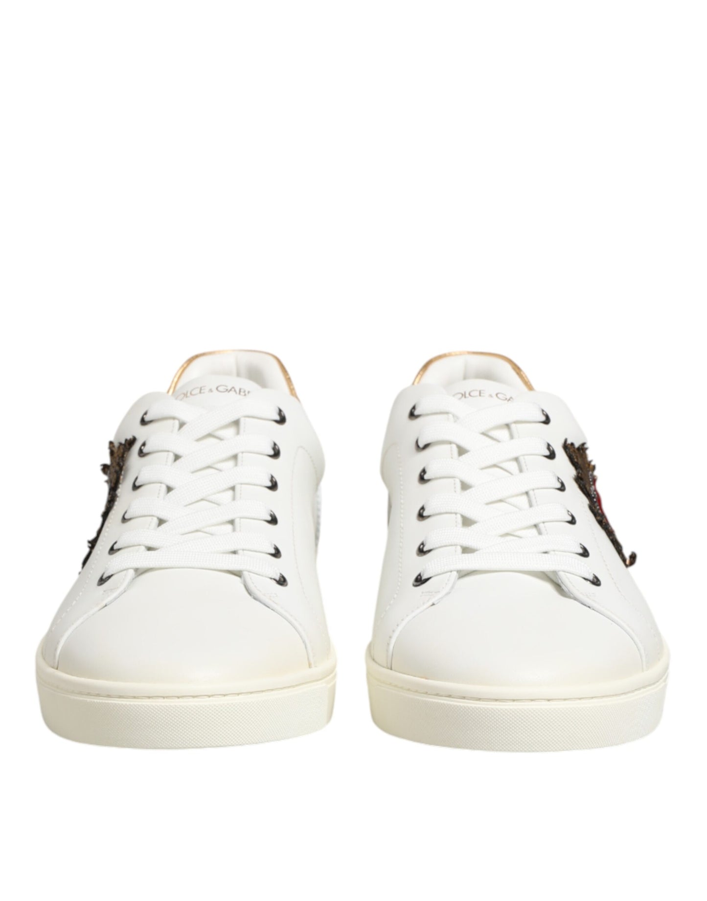 Dolce & Gabbana White Heart Embellished Sneakers Shoes