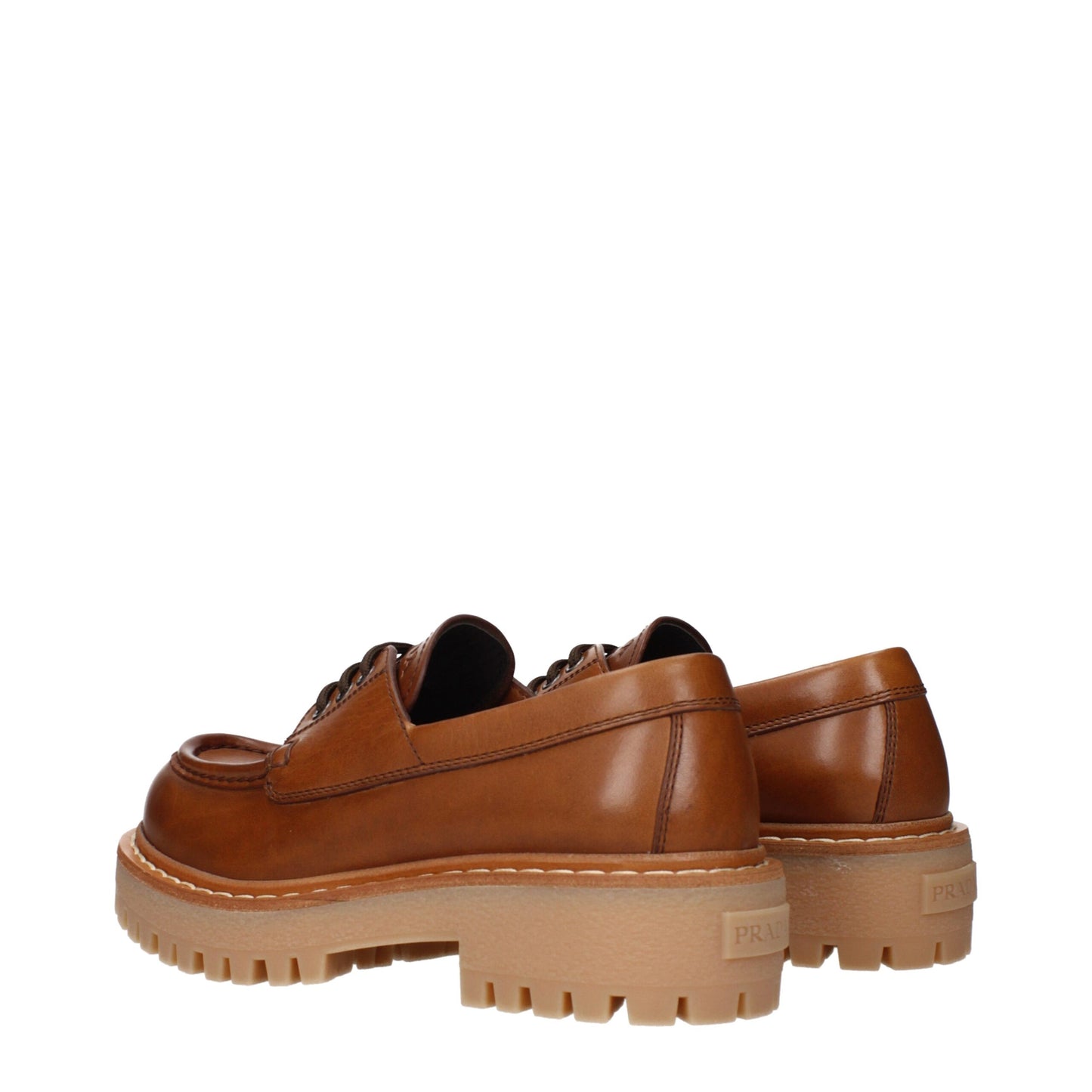 Prada Brown Leather Oxfords And Derbies