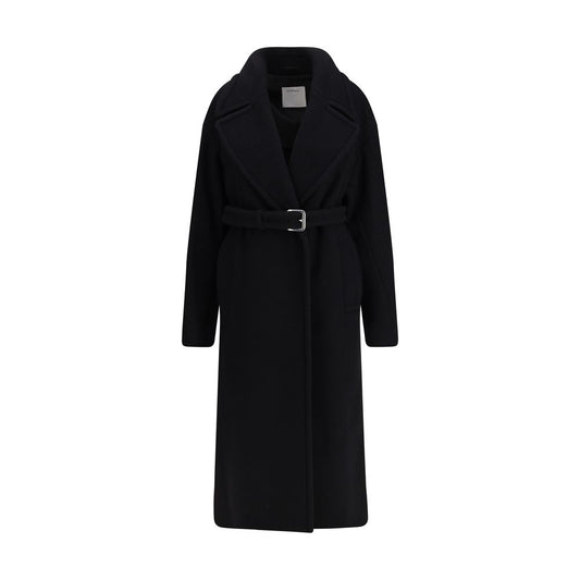 Max Mara Black Fleece Wool Coat