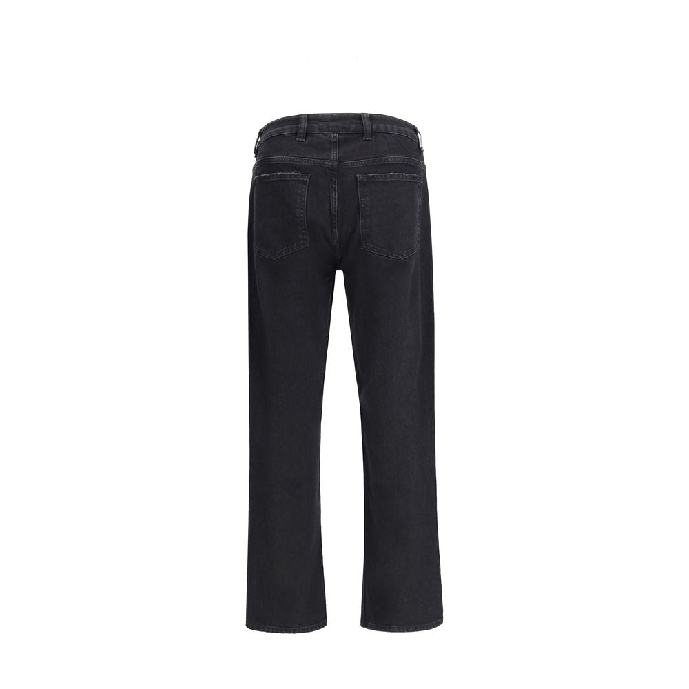 Represent Black Cotton Straight-Leg Jeans
