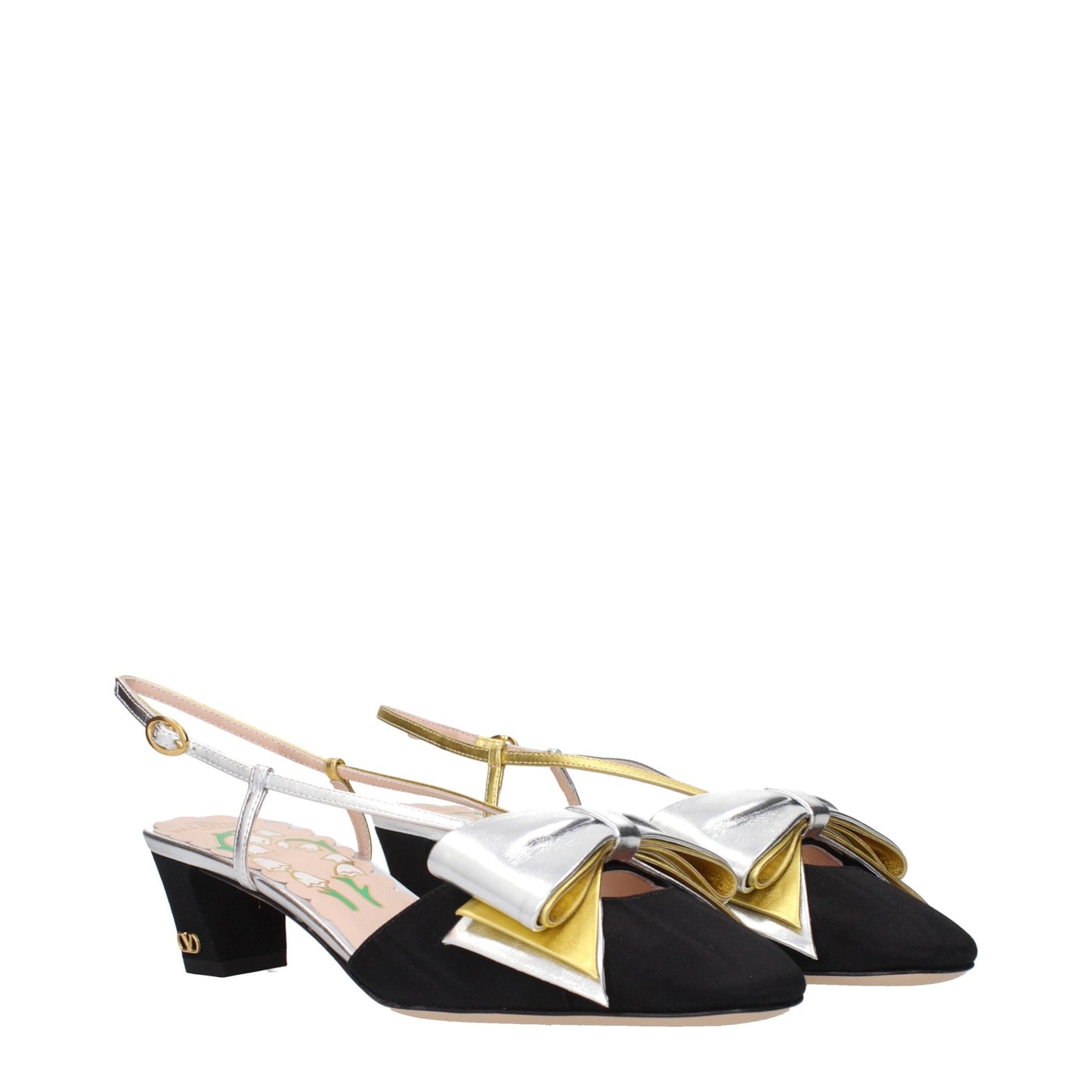 Valentino Garavani Black Fabric Mid Heel Pumps